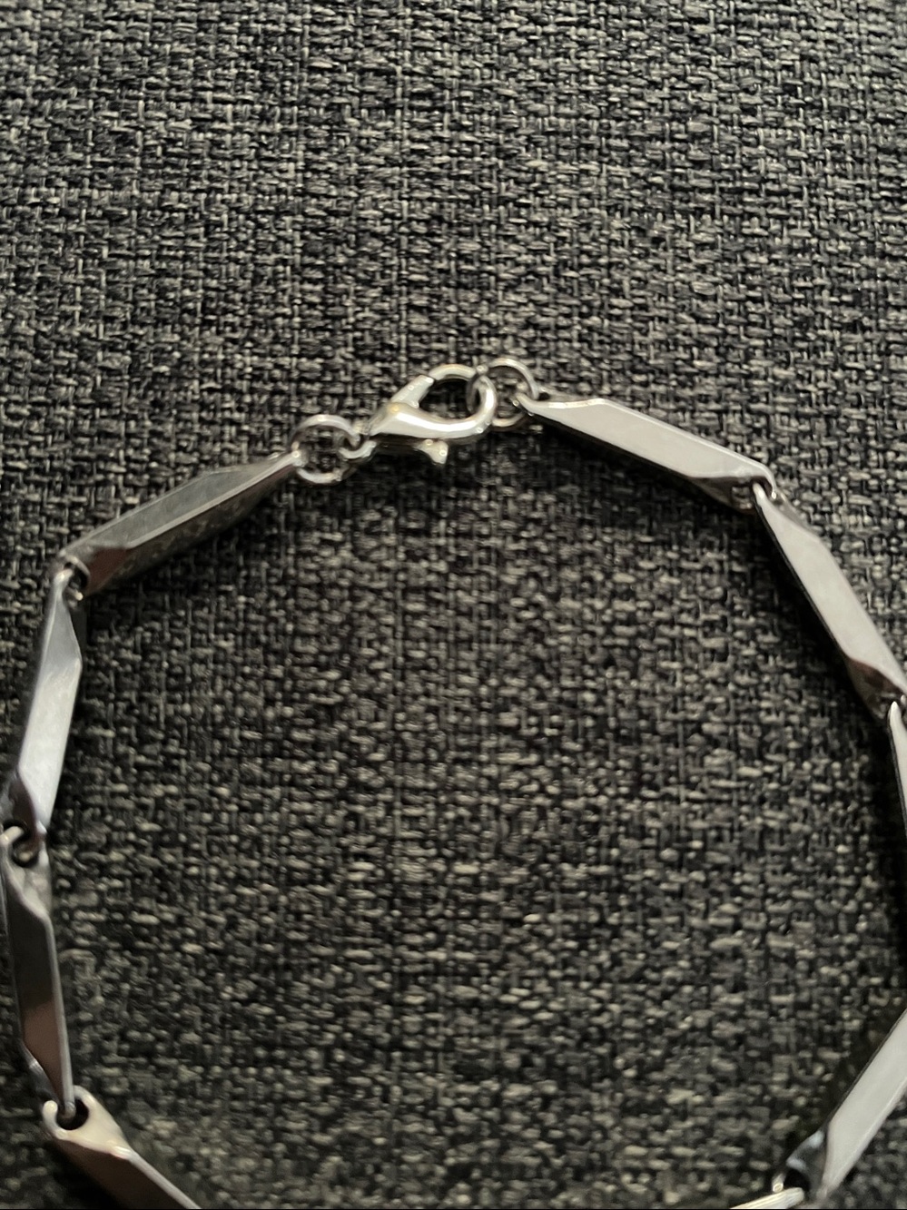Sleek Silver Geometric Link Bracelet, New - Picture 2 of 8